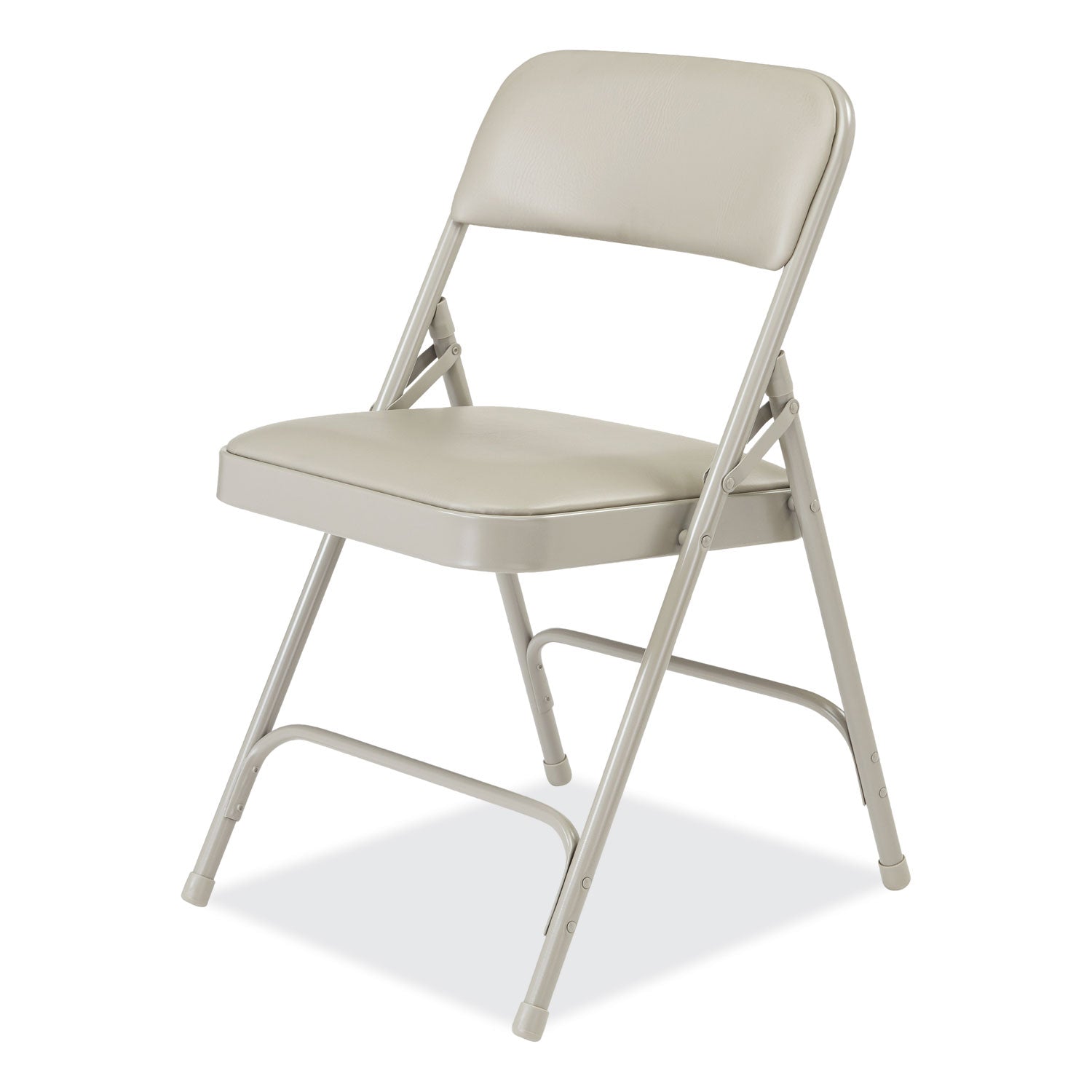 NPS® 1200 Series Premium Vinyl Dual-Hinge Folding Chair, Supports Up to 500lb, 17.75" Seat Height, Warm Gray, 4/Carton