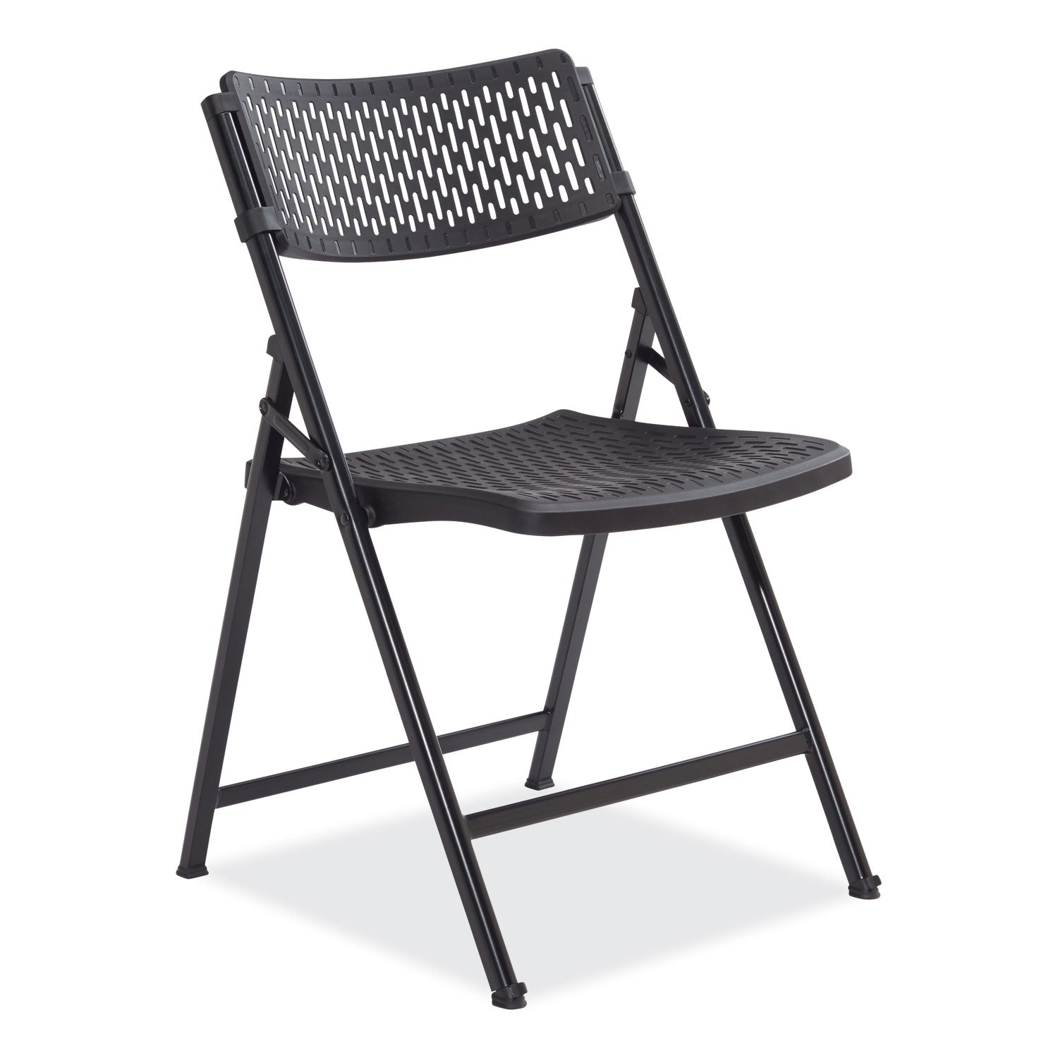 NPS® AirFlex Series Premium Poly Folding Chair, Supports Up to 1,000 lb, 17.25" Seat Height, Black, 4/Carton