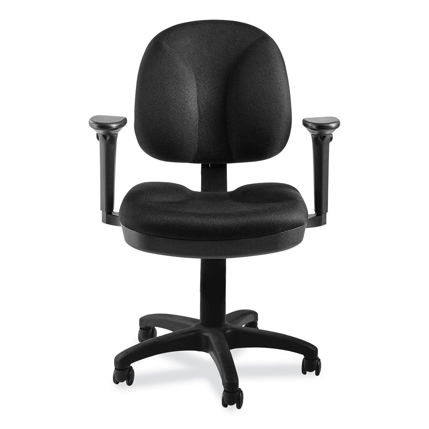 NPS® Comfort Task Chair with Arms, Supports Up to 300 lb, 19" to 23" Seat Height, Black Seat, Black Back, Black Base