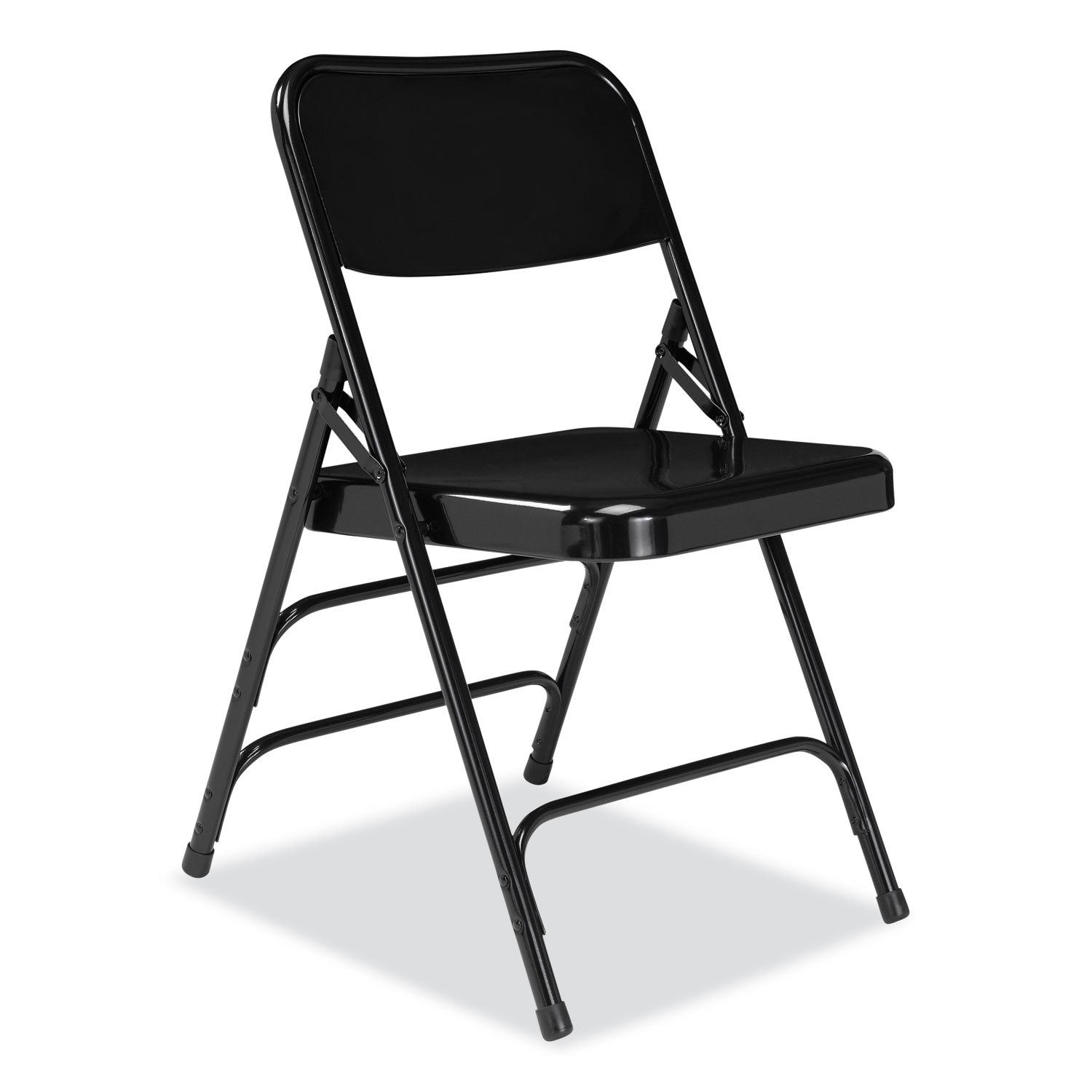 NPS® 300 Series Deluxe All-Steel Triple Brace Folding Chair, Supports Up to 480 lb, 17.25" Seat Height, Black, 4/Carton