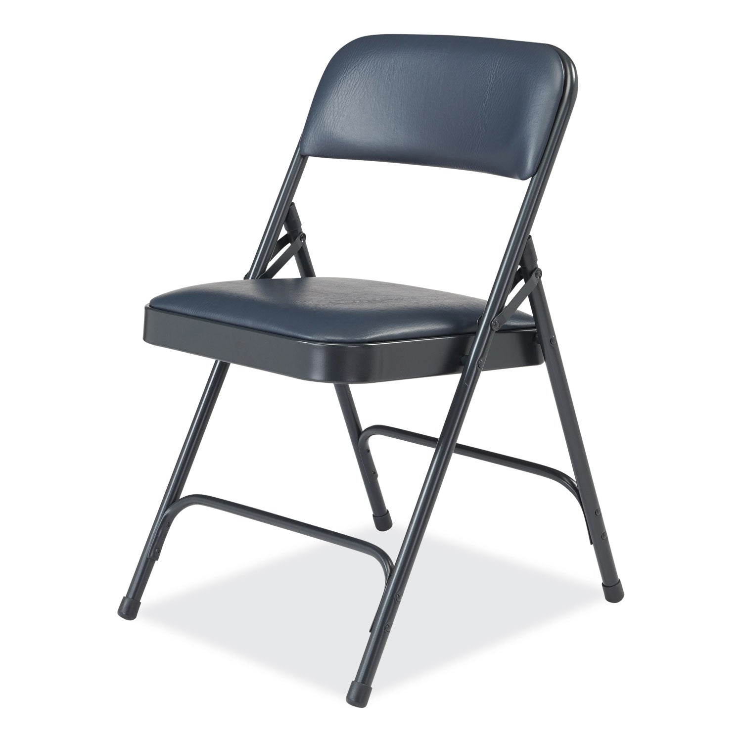 NPS® 1200 Series Vinyl Dual-Hinge Folding Chair, Supports Up to 500 lb, 17.75" Seat Height, Dark Midnight Blue, 4/Carton