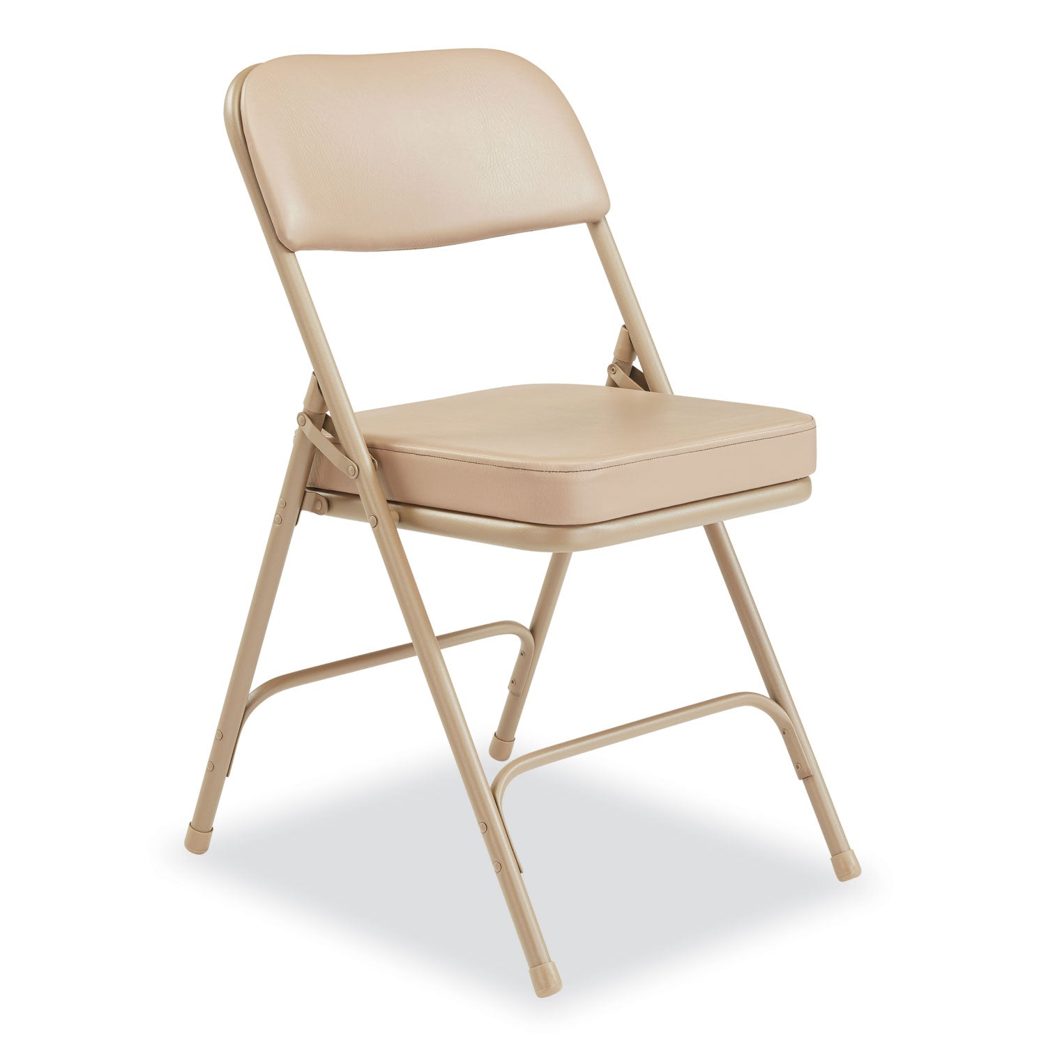 NPS® 3200 Series 2" Vinyl Upholstered Double Hinge Folding Chair, Supports Up to 300lb, 18.5" Seat Height, Beige, 2/Carton