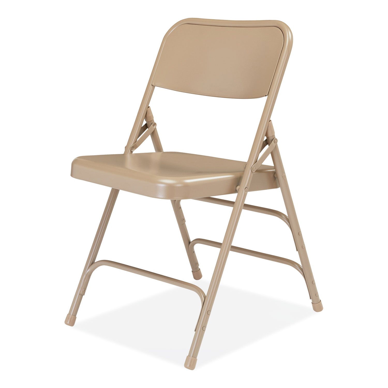 NPS® 300 Series Deluxe All-Steel Triple Brace Folding Chair, Supports Up to 480 lb, 17.25" Seat Height, Beige, 4/Carton