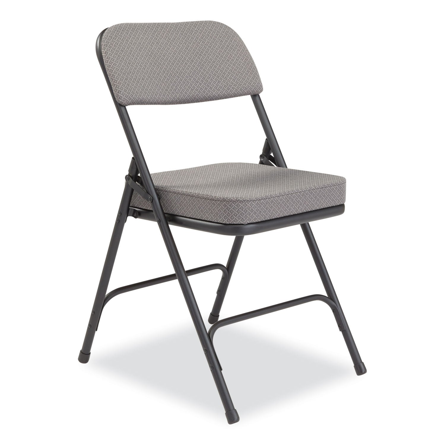NPS® 3200 Series Fabric Dual-Hinge Folding Chair, Supports Up to 300 lb, Charcoal Seat, Charocoal Back, Black Base, 2/Carton