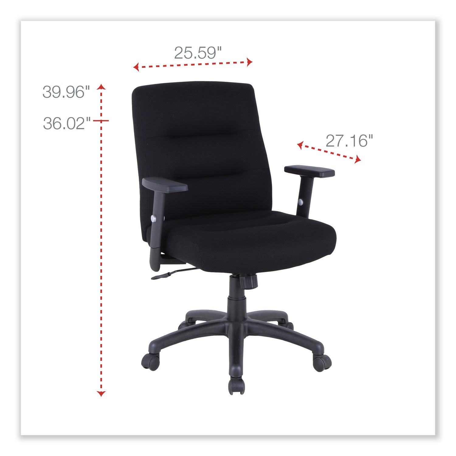 Alera® Alera Kesson Series Petite Office Chair, Supports Up To 300 Lb, 17.71" To 21.65" Seat Height, Black