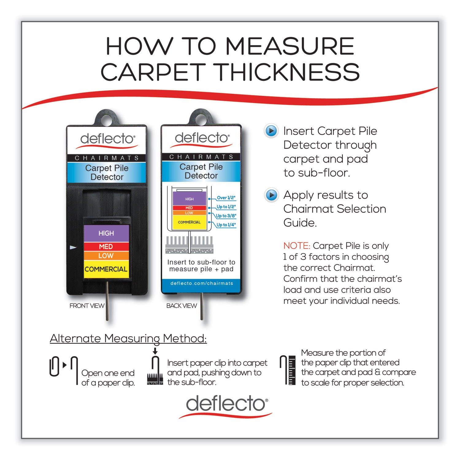 deflecto® Supermat Frequent Use Chair Mat For Medium Pile Carpet, 36 X 48, Rectangular, Black