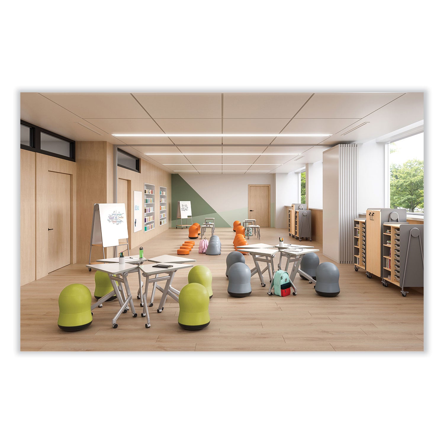 Safco® Zenergy Swivel Ball Chair, Backless, Supports Up to 250 lb, Green Seat Vinyl