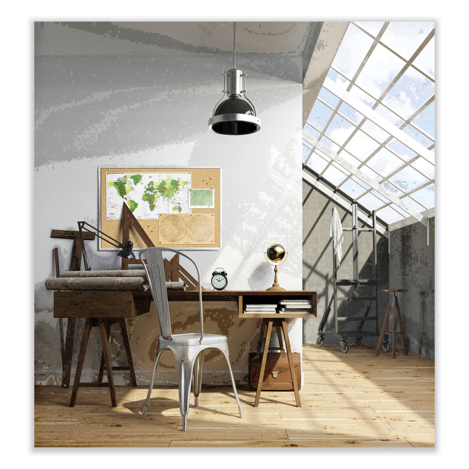 Ghent Aluminum-Frame Natural Corkboard, 36" x 24", Tan Surface, Satin Aluminum Frame