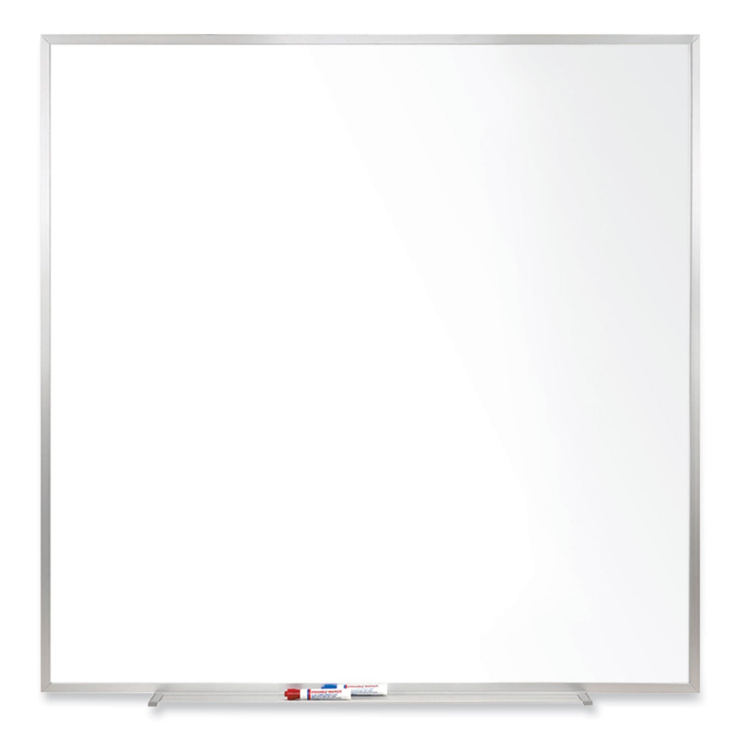 Magnetic Porcelain Whiteboard with Satin Aluminum Frame, 48.5 x 48.5, White Surface