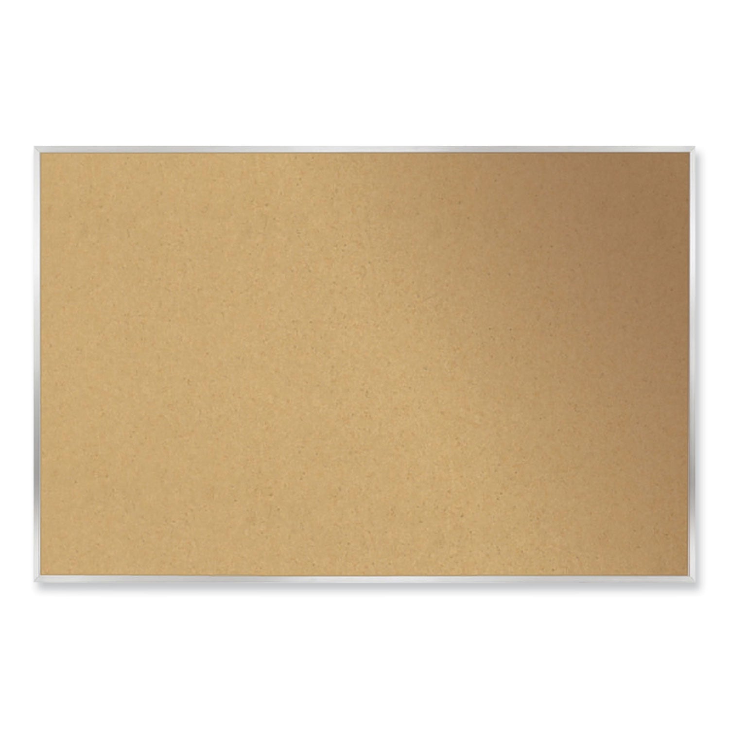 Ghent Aluminum-Frame Natural Corkboard, 60.5" x 48.5", Tan Surface, Satin Aluminum Frame