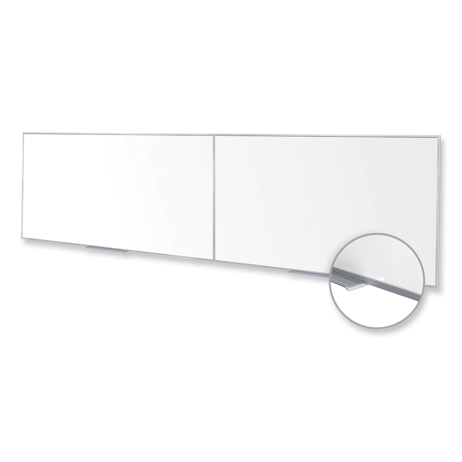 Ghent Magnetic Porcelain Whiteboard with Aluminum Frame, 193" x 48.5", White Surface, Satin Aluminum Frame