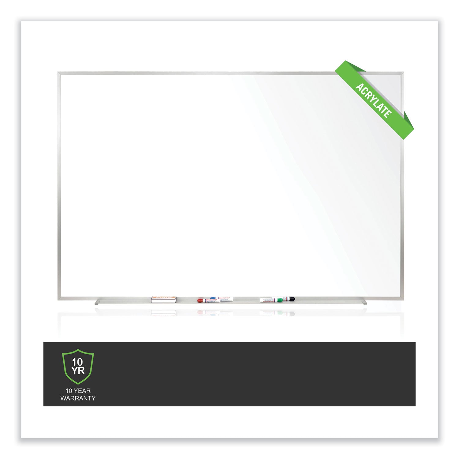 Ghent Non-Magnetic Whiteboard with Aluminum Frame, 96.63" x 48.47", White Surface, Satin Aluminum Frame