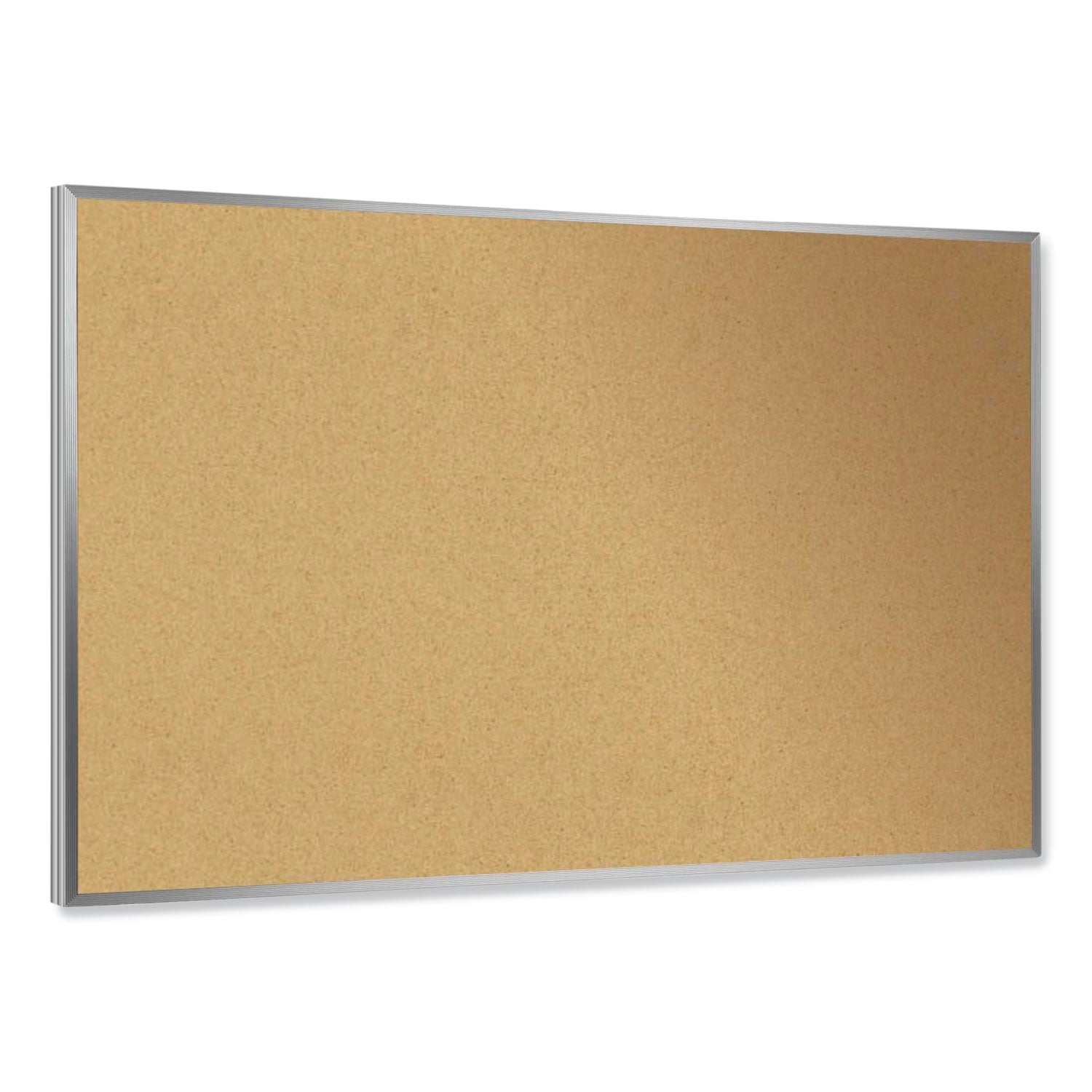Ghent Aluminum-Frame Natural Corkboard, 46.5" x 36", Tan Surface, Satin Aluminum Frame