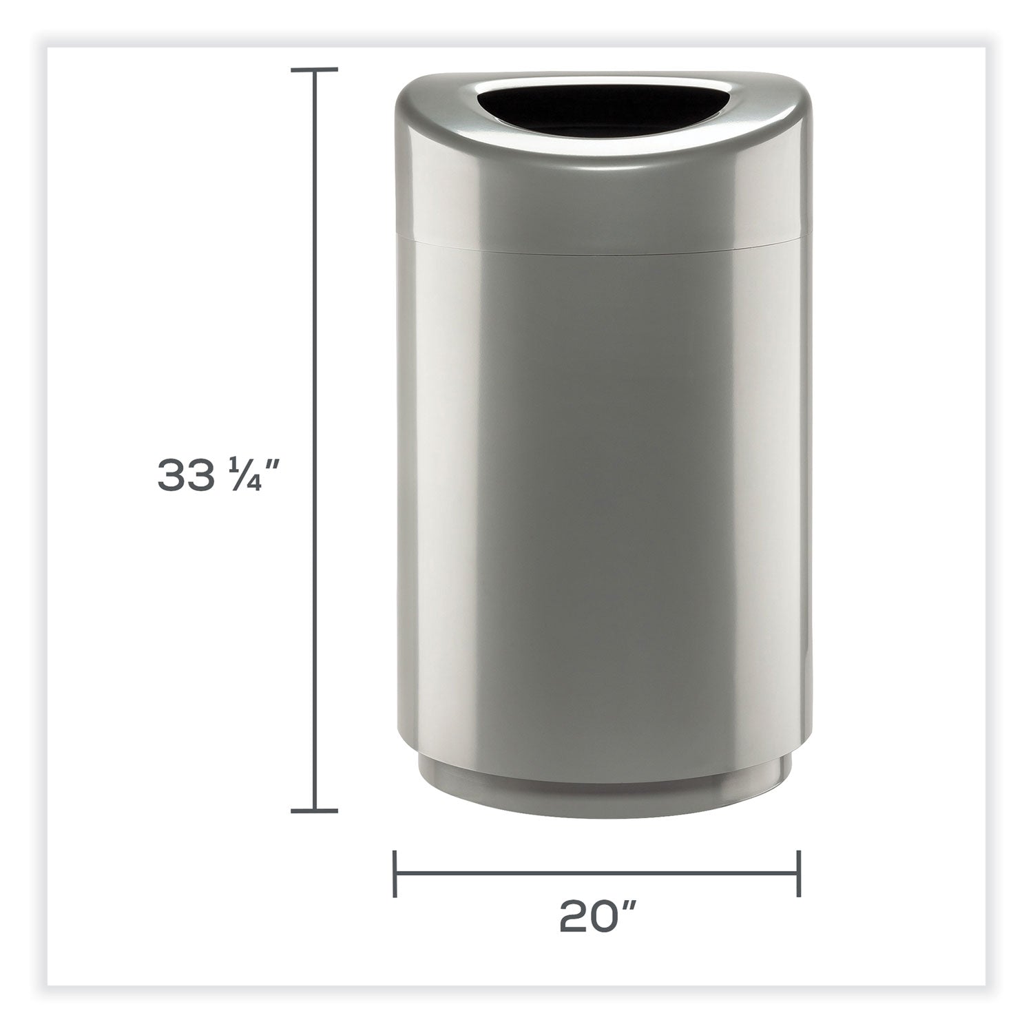 Safco® Open Top Round Waste Receptacle, 30 gal, Steel, Silver