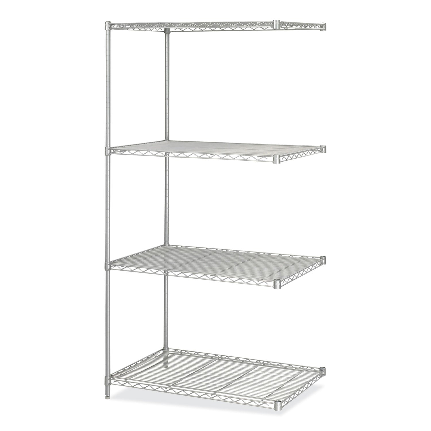 Industrial Add-On Unit, Four-Shelf, 36w x 24d x 72h, Steel, Metallic Gray