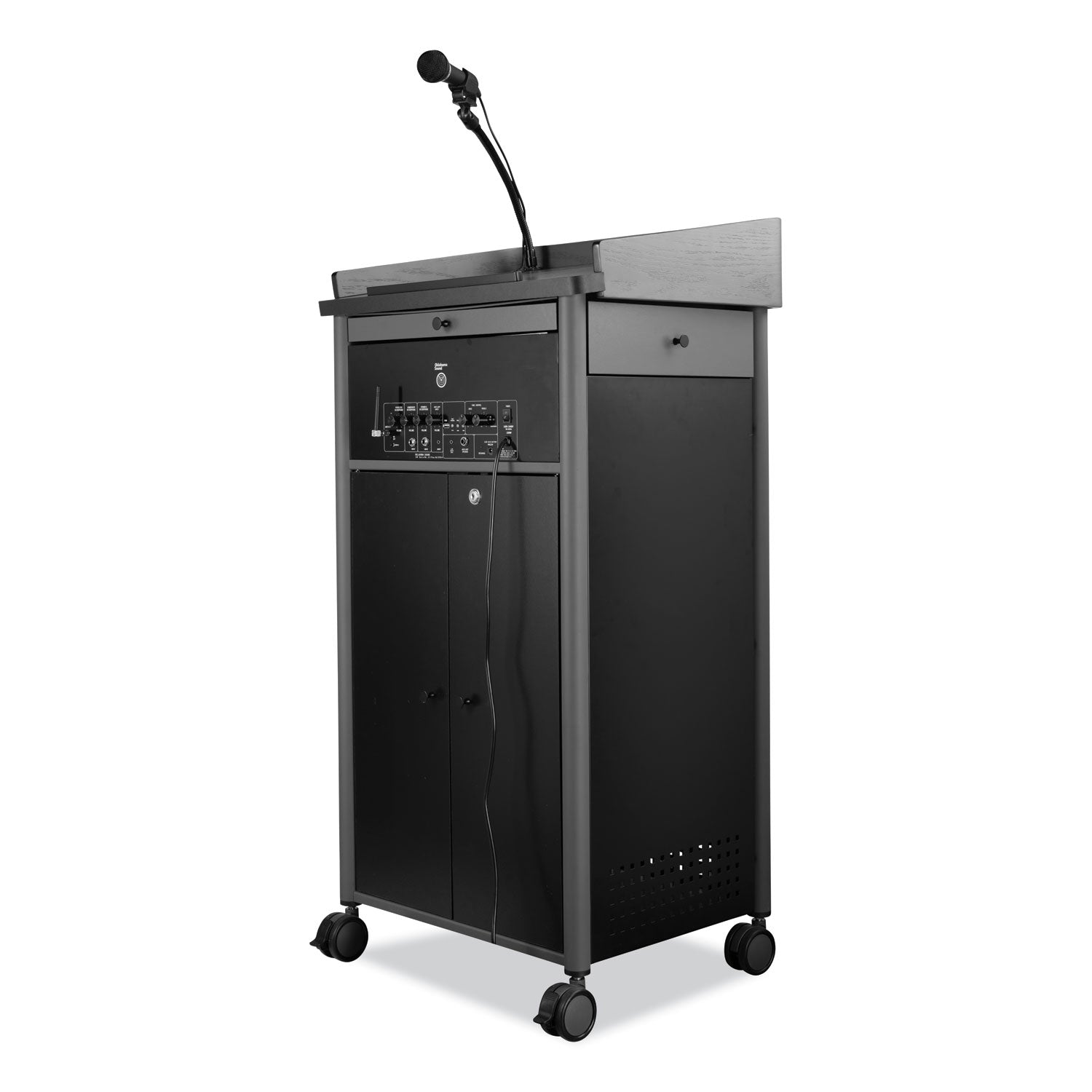Oklahoma Sound® Greystone Lectern with Sound, 23.5 x 19.25 x 45.5, Charcoal Gray