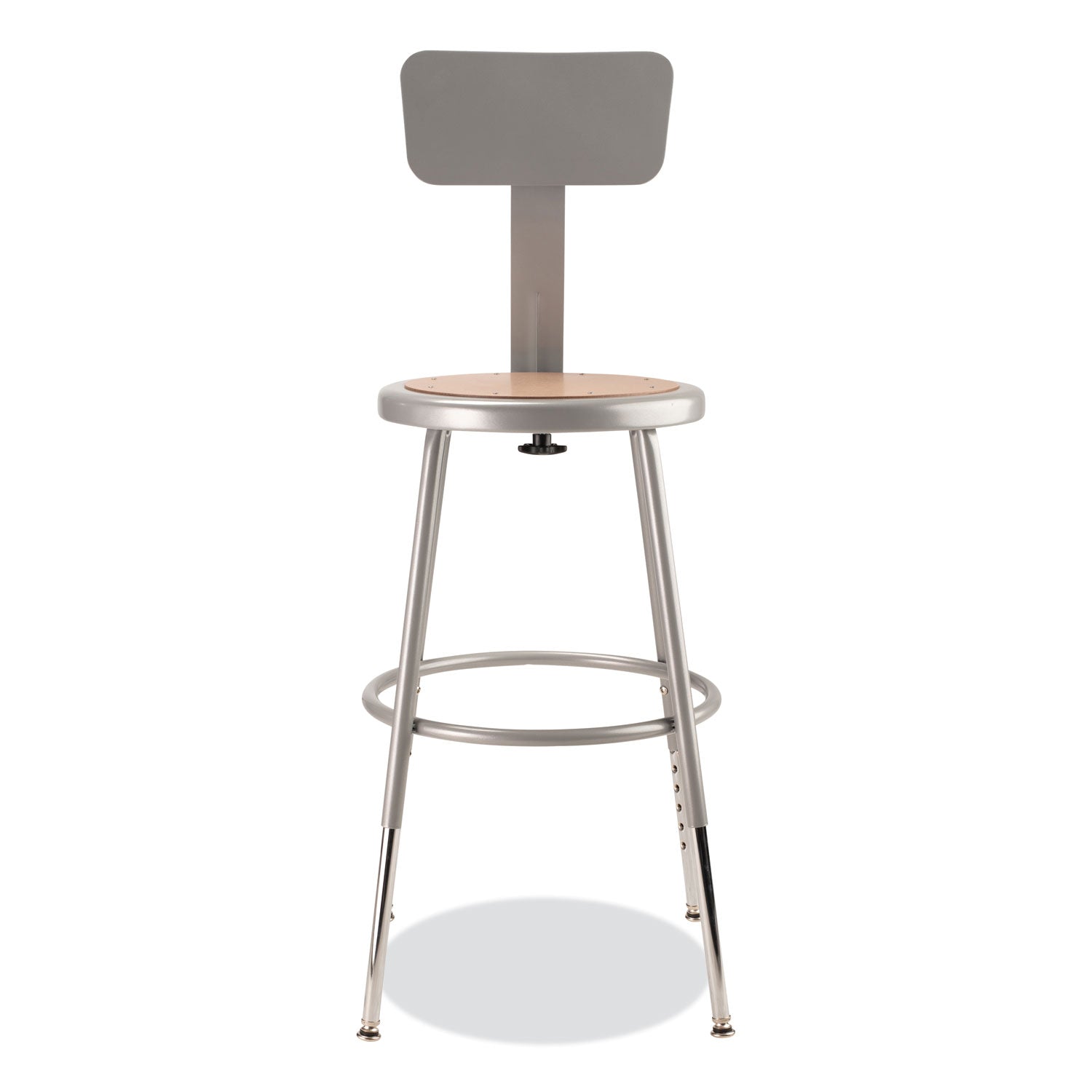 NPS® 6200 Series 19" to 27" Height Adjustable Heavy Duty Stool with Backrest, Supports 500 lb, Brown Seat, Gray Back, Gray Base