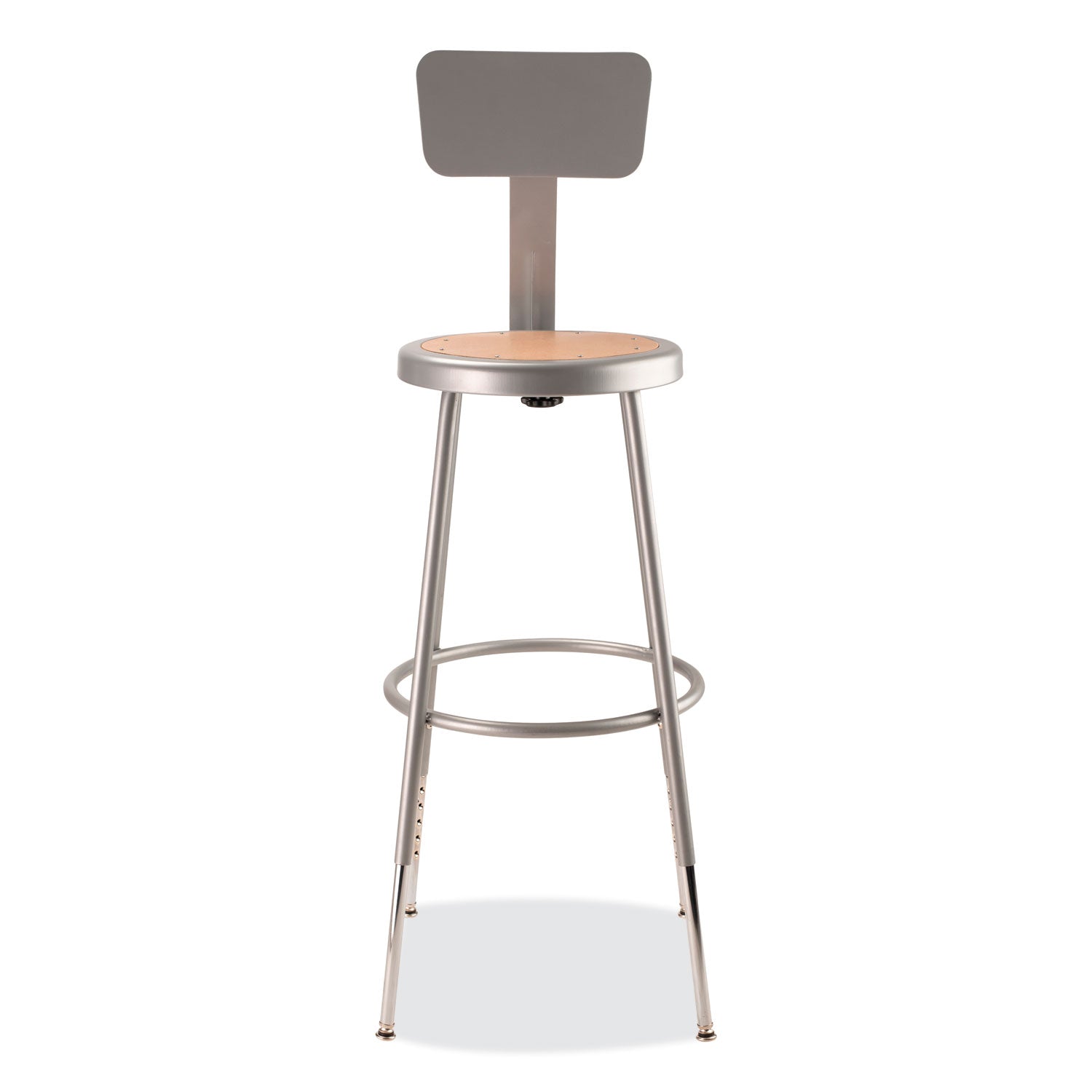 NPS® 6200 Series 25" to 33" Height Adjustable Heavy Duty Stool with Backrest, Supports Up to 500 lb, Brown Seat, Gray Base