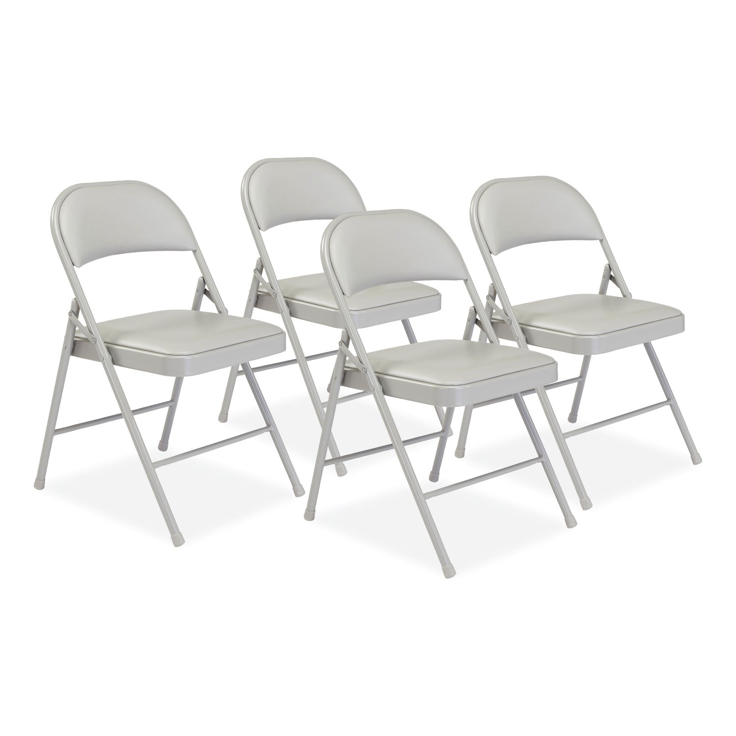 950 Series Vinyl Padded Steel Folding Chair, Supports Up to 250 lb, 17.75" Seat Height, Gray, 4/Carton