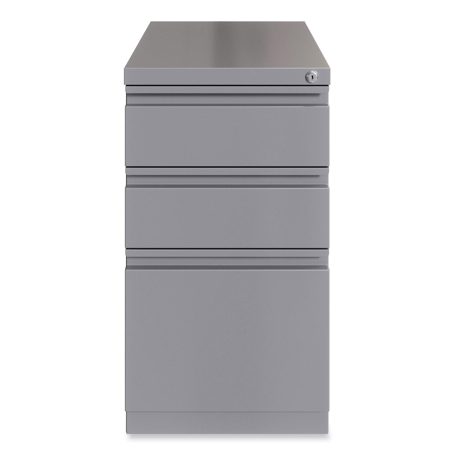 Hirsh Industries® Full-Width Pull 20 Deep Mobile Pedestal File, 3-Drawer: Box/Box/File, Letter, Arctic Silver, 15 x 19.88 x 27.75