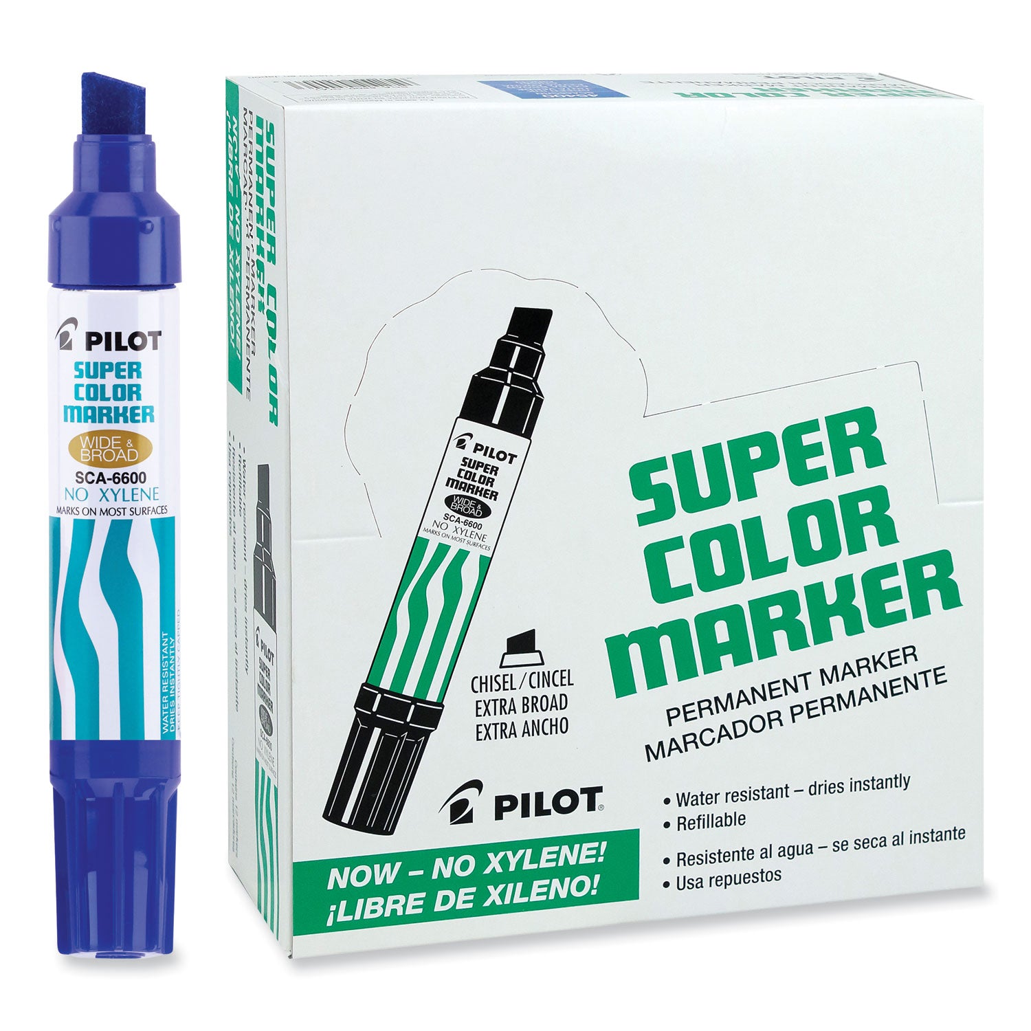 Pilot® Jumbo Refillable Permanent Marker, Broad Chisel Tip, Blue