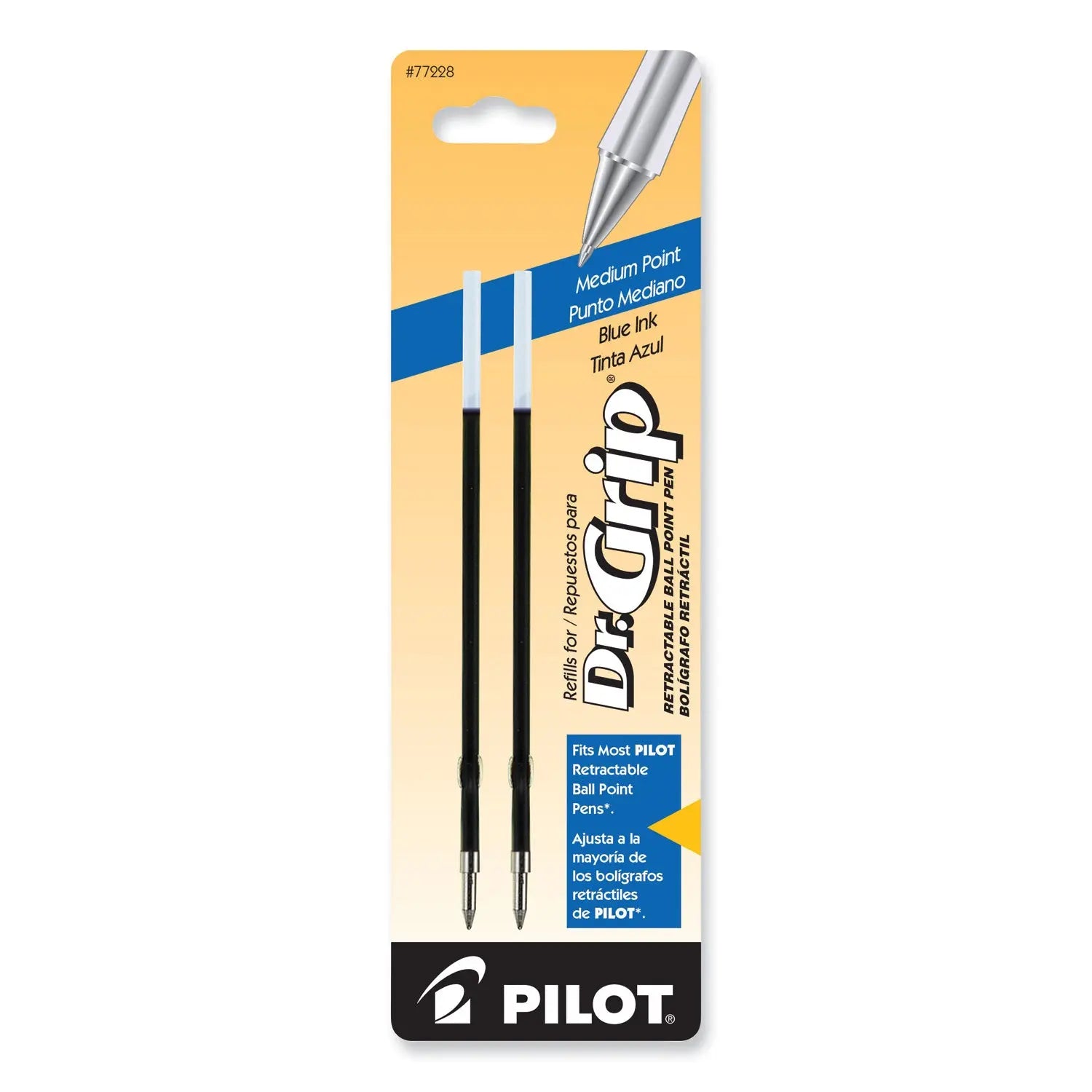 Refill for Dr. Grip, Easytouch, The Better, B2P and Rex Grip BeGreen Ballpoint Pens, Medium Conical Tip, Blue Ink, 2/Pack Pilot® Flipcost