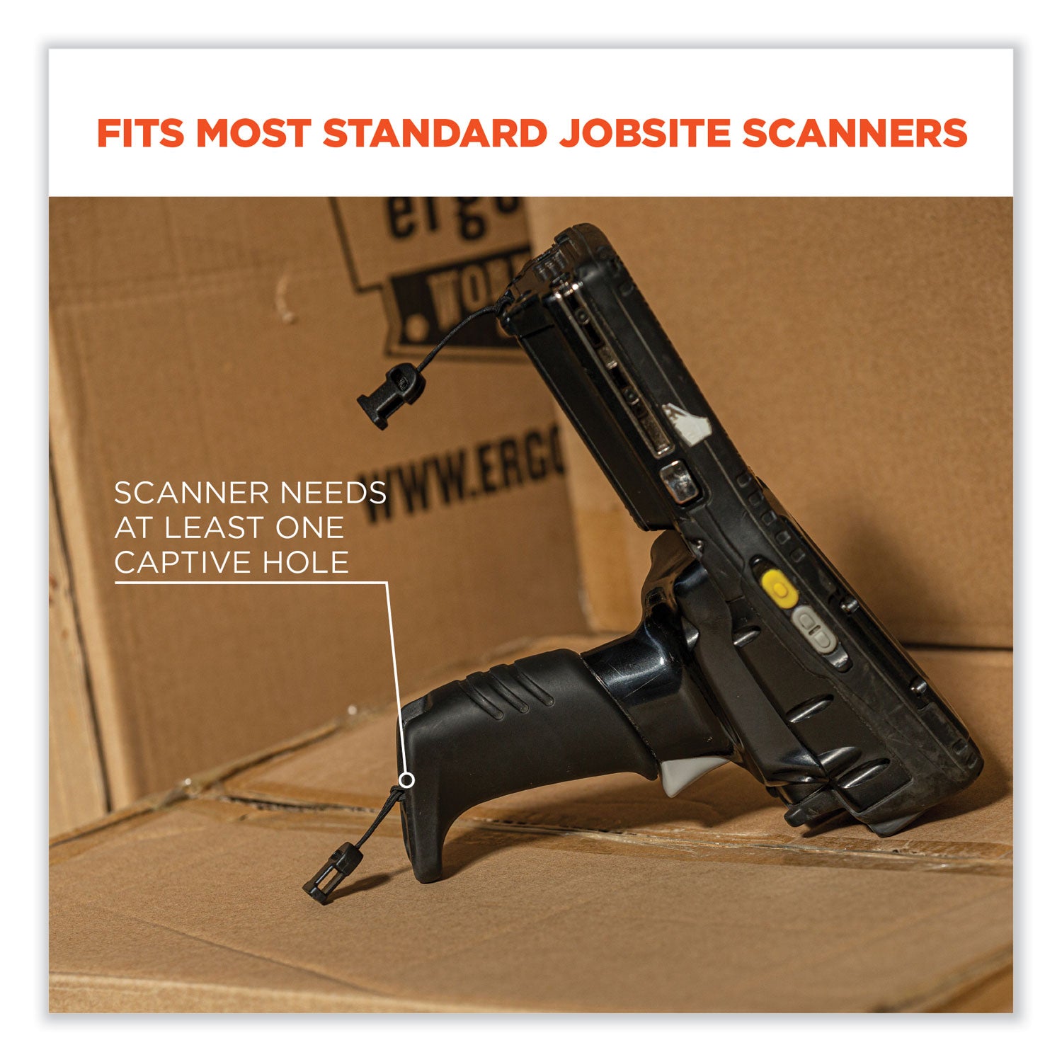 ergodyne® Squids 3132 Barcode Scanner Lanyard Harness, Small: 13" Arm Strap, 32" Long Lanyard Strap, Black