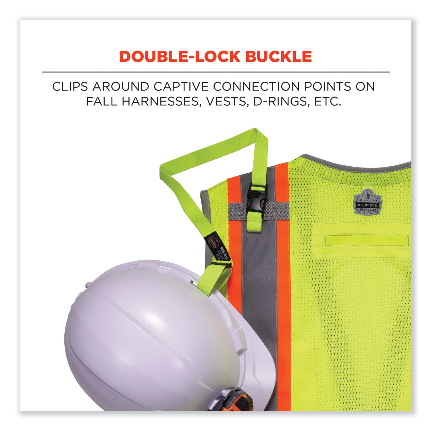 ergodyne® Squids 3150 Elastic Lanyard with Buckle, 2 lb Max Working Capacity, 18" to 48" Long, Lime