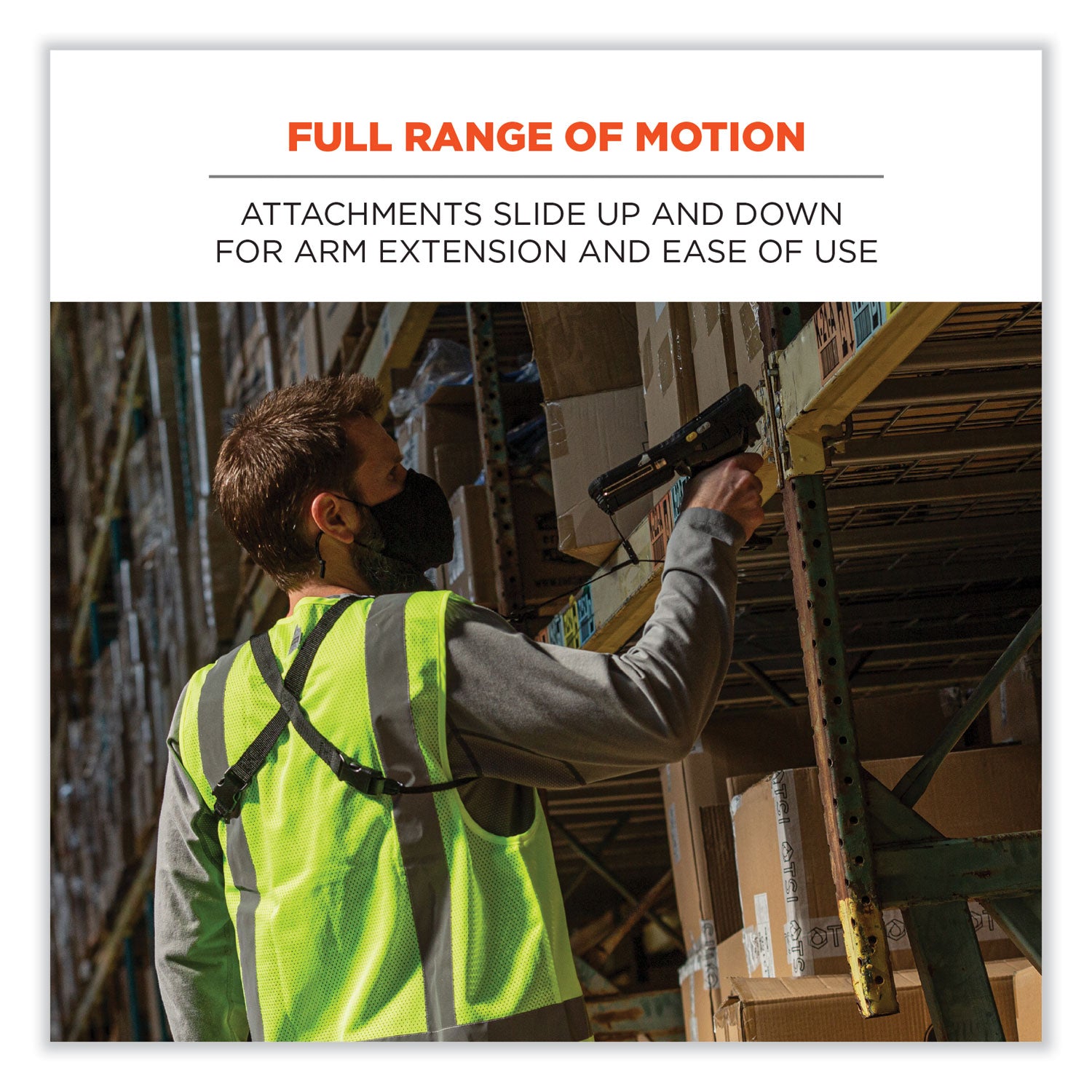 ergodyne® Squids 3132 Barcode Scanner Lanyard Harness, Small: 13" Arm Strap, 32" Long Lanyard Strap, Black