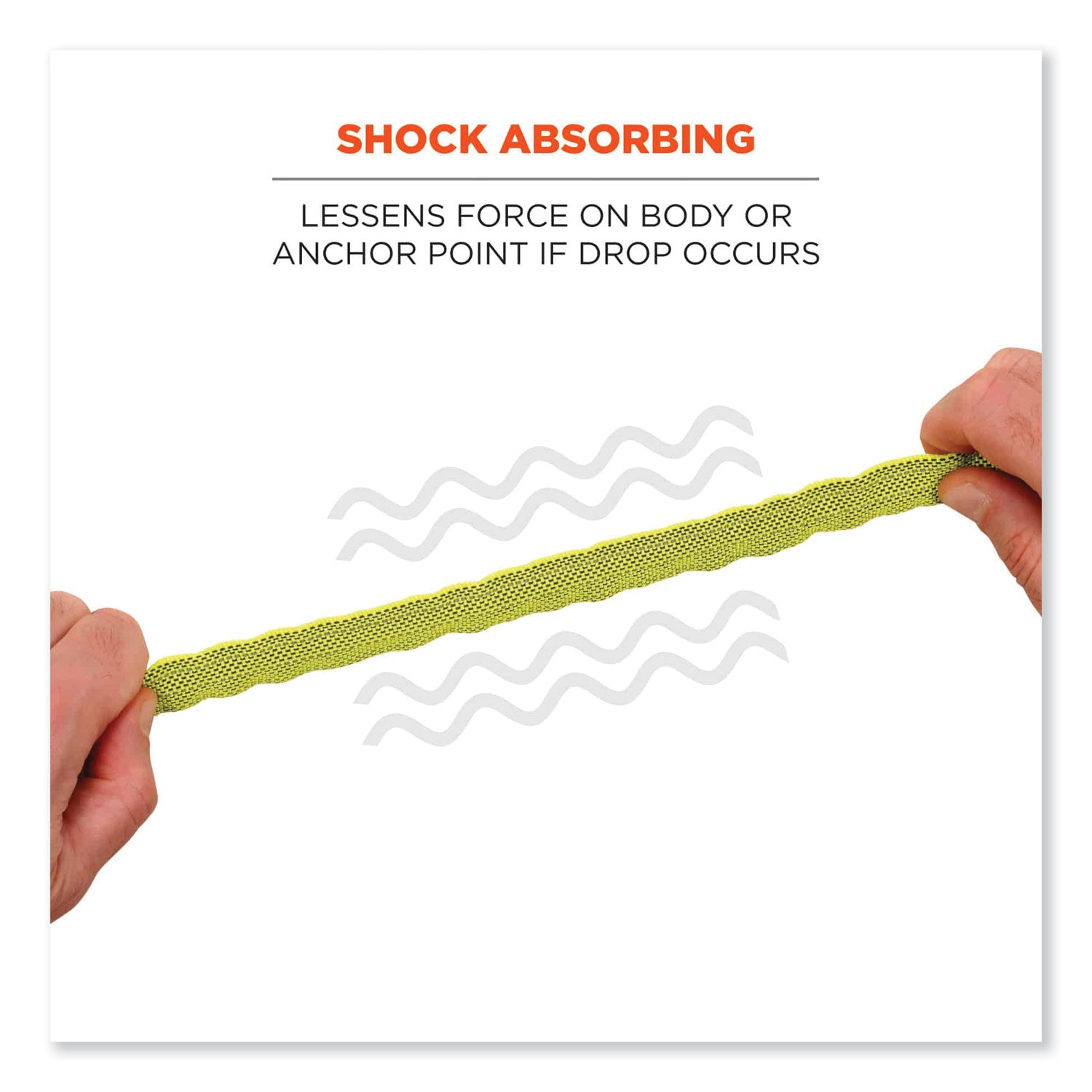 ergodyne® Squids 3100 Lanyard with Aluminum Carabiner + Cinch-Loop, 10 lb Max Working Capacity, 35" to 45" Long, Lime