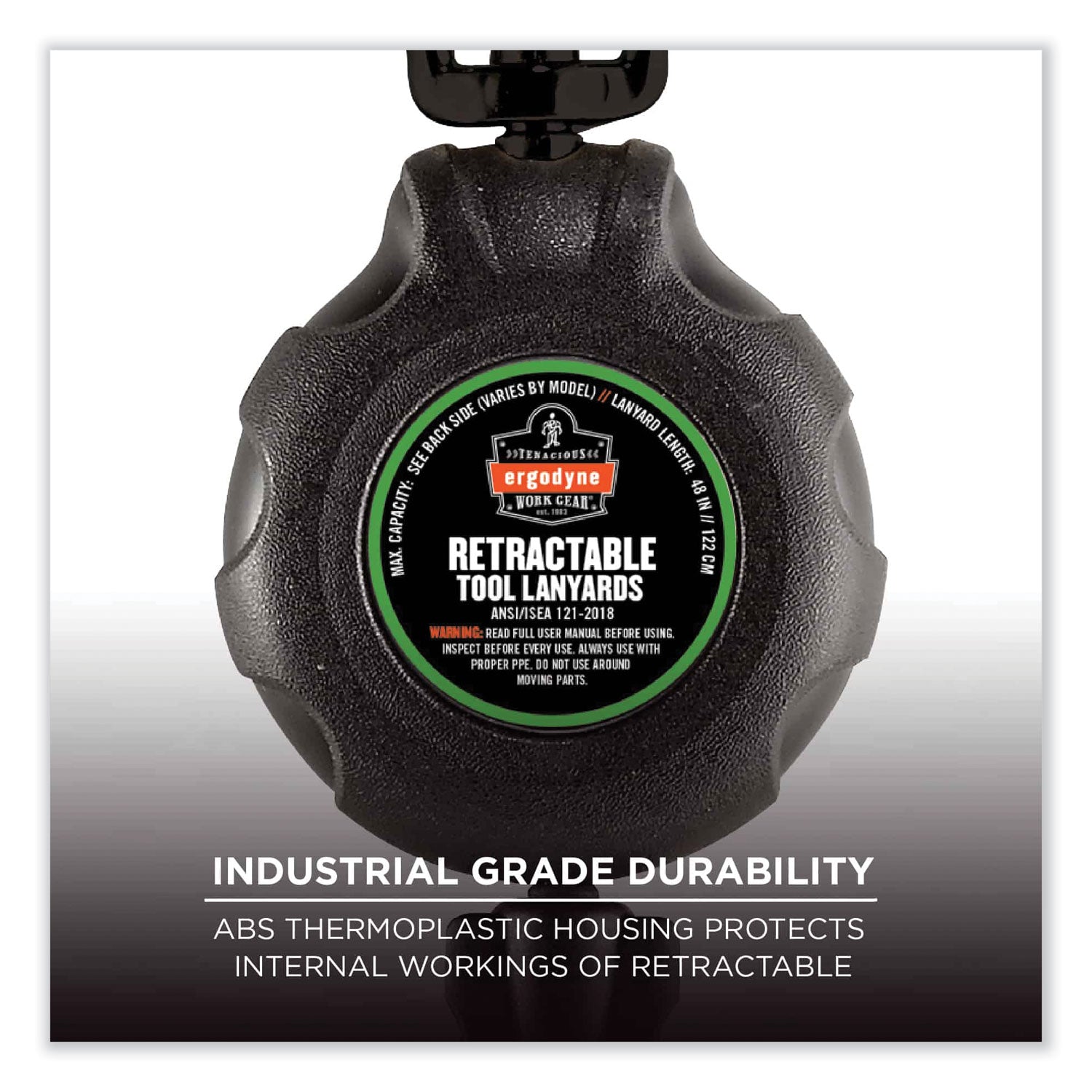 ergodyne® Squids 3000 Retractable Tool Lanyard with Carabiner Anchor, 1 lb Working Capacity, 48" Long, Black