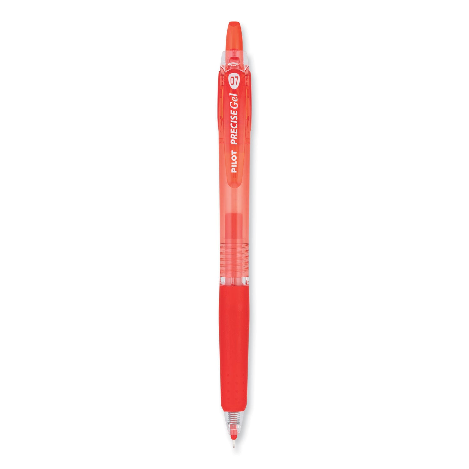 Pilot® Precise Gel BeGreen Gel Pen, Retractable, Fine 0.7 mm, Red Ink, Translucent Red Barrel, Dozen