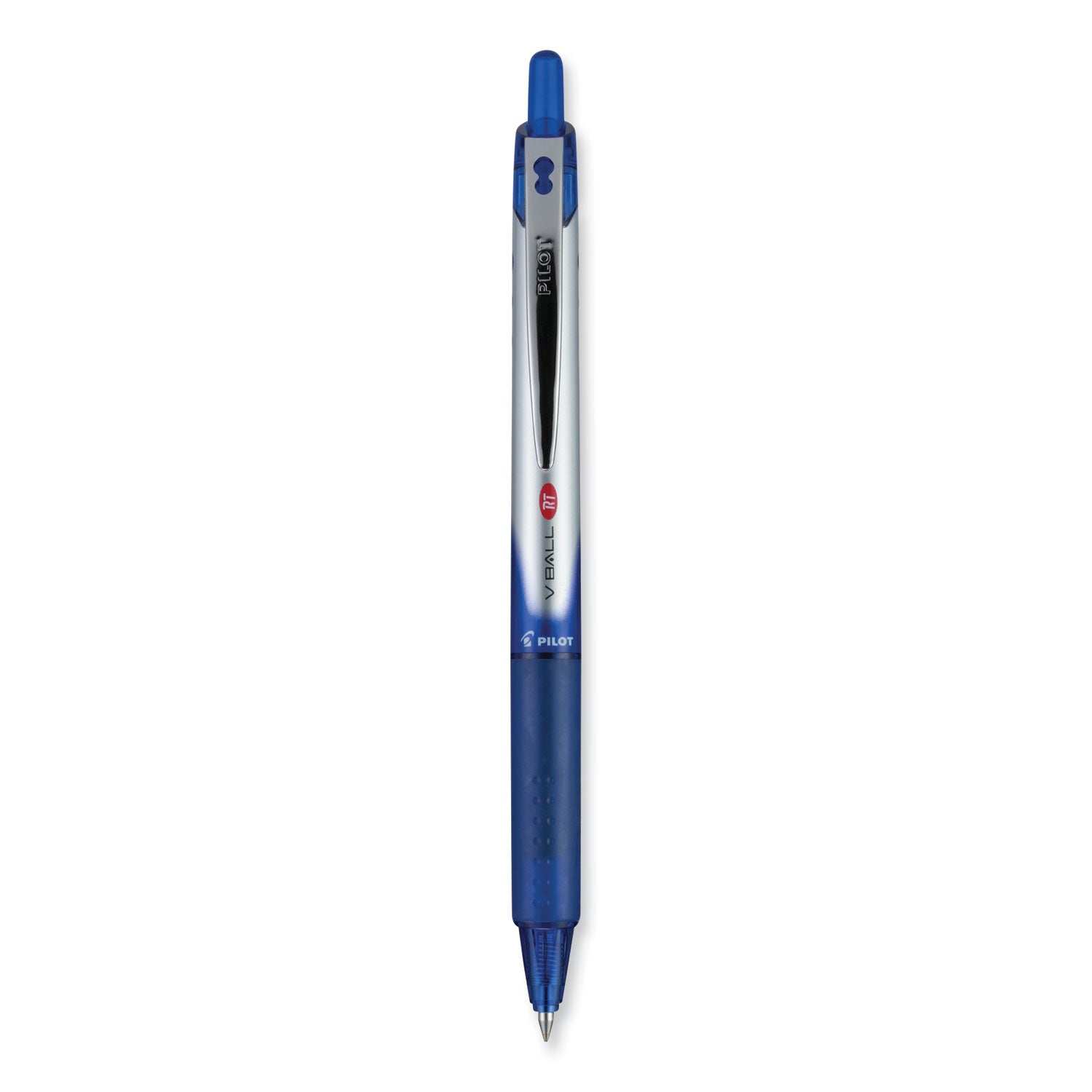 VBall RT Liquid Ink Roller Ball Pen, Retractable, Fine 0.7 mm, Blue Ink, Blue/White Barrel
