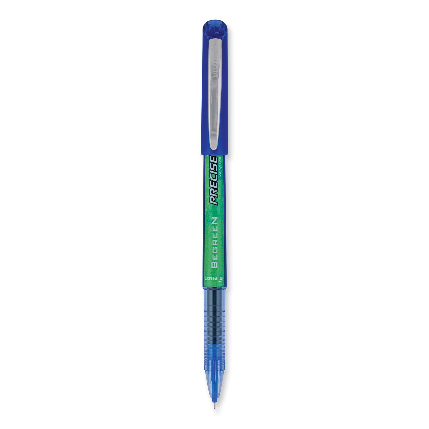 Precise V5 BeGreen Roller Ball Pen, Stick, Extra-Fine 0.5 mm, Blue Ink, Blue Barrel, Dozen
