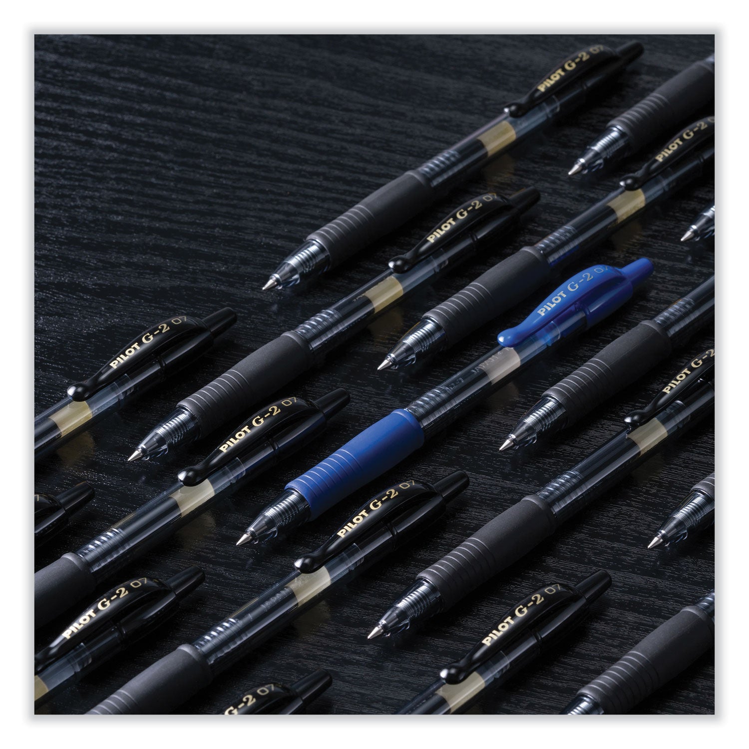 Pilot® G2 Premium Gel Pen, Retractable, Fine 0.7 mm, Blue Ink, Smoke/Blue Barrel, 2/Pack