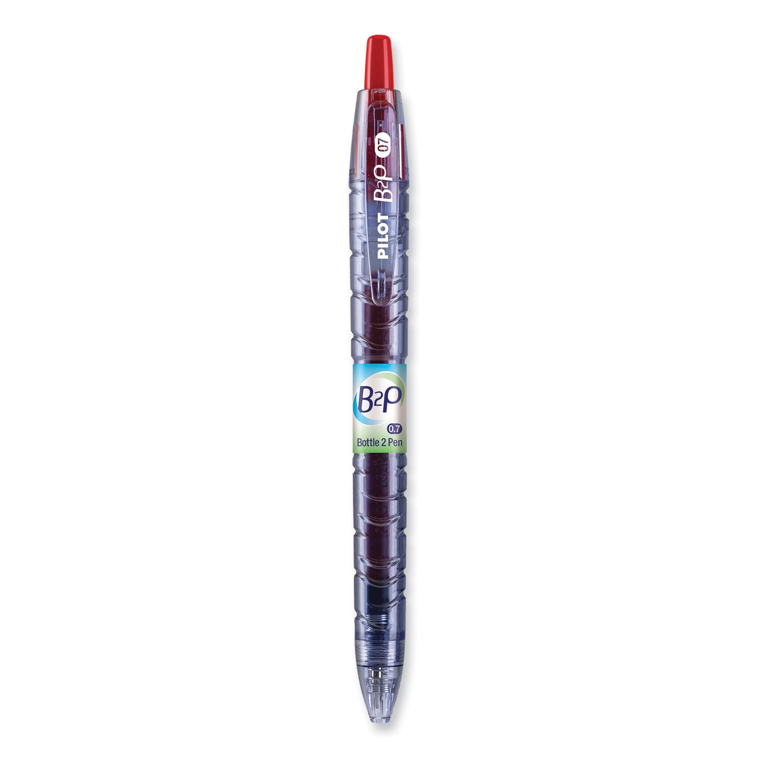 Pilot® B2p Bottle-2-Pen Recycled Gel Pen, Retractable, Fine 0.7 Mm, Red Ink, Translucent Blue Barrel