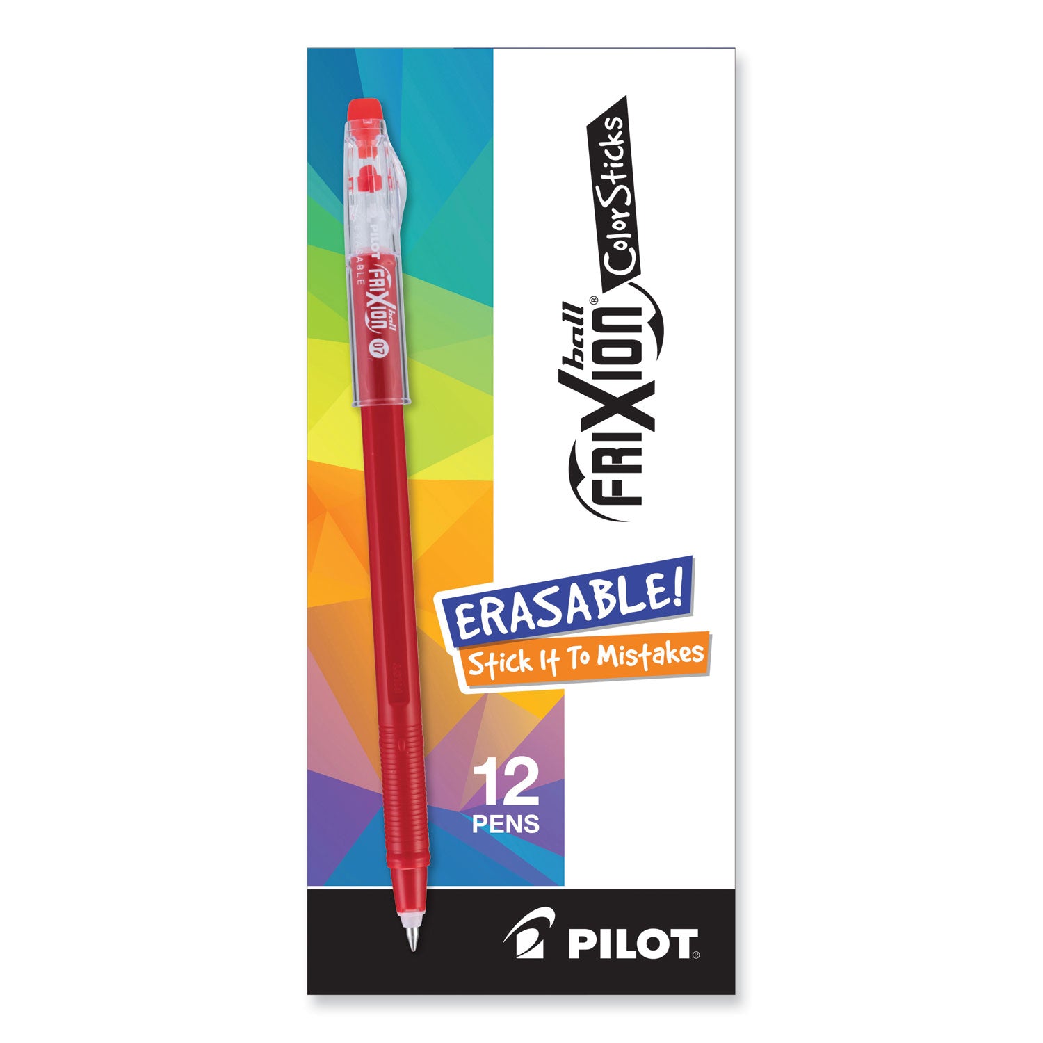 Pilot® FriXion ColorSticks Erasable Gel Pen, Stick, Fine 0.7 mm, Red Ink, Red Barrel, Dozen