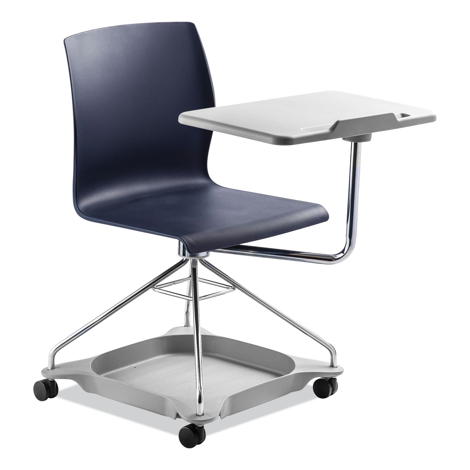 CoGo Mobile Tablet Chair, Supports Up to 440 lb, 18.75" Seat Height, Blue Seat, Blue Back, Chrome Frame