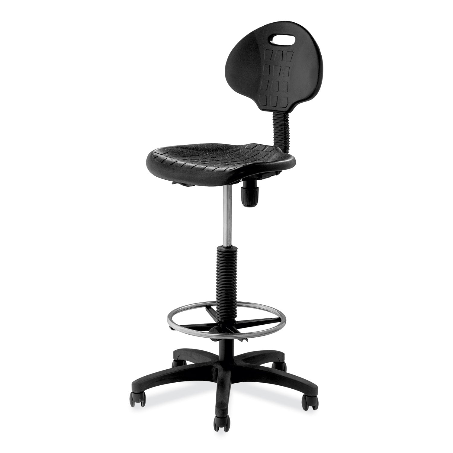NPS® 6700 Series Adjustable Height Polyurethane Task Stool, Supports Up to 300 lb, 22" to 32" Seat Height, Black