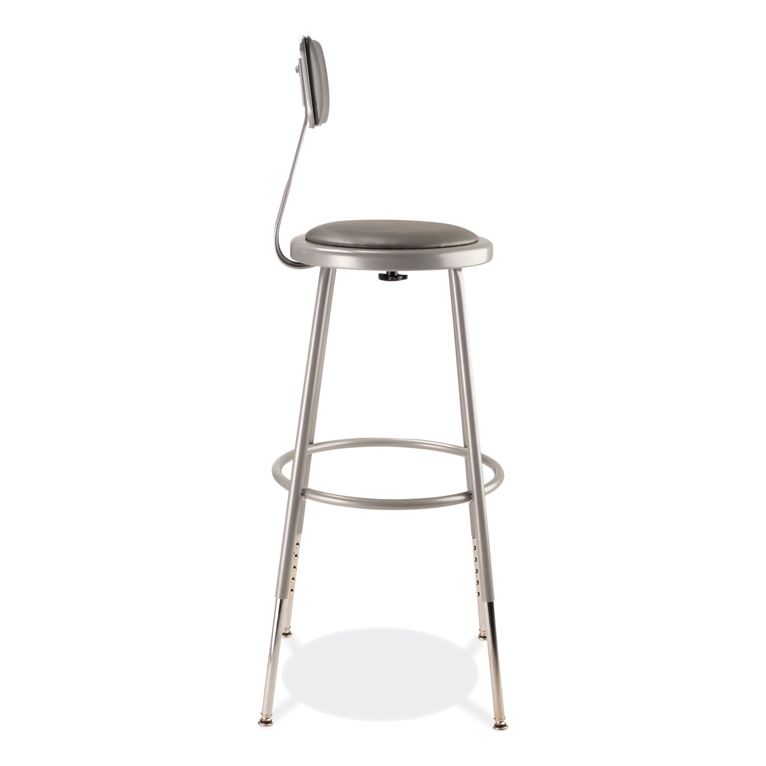 NPS® 6400 Series Height Adjustable Heavy Duty Padded Stool with Backrest, Supports Up to 300 lb, 25" to 33" Seat Height, Gray