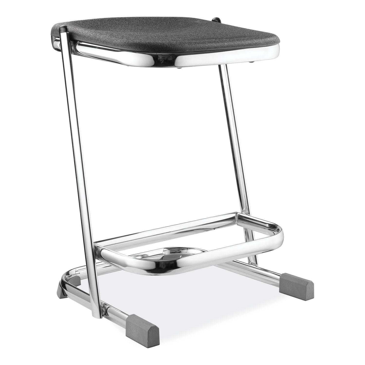 6600 Series Elephant Z-Stool, Backless, Supports Up to 500 lb, 22" Seat Height, Black Seat, Chrome Frame