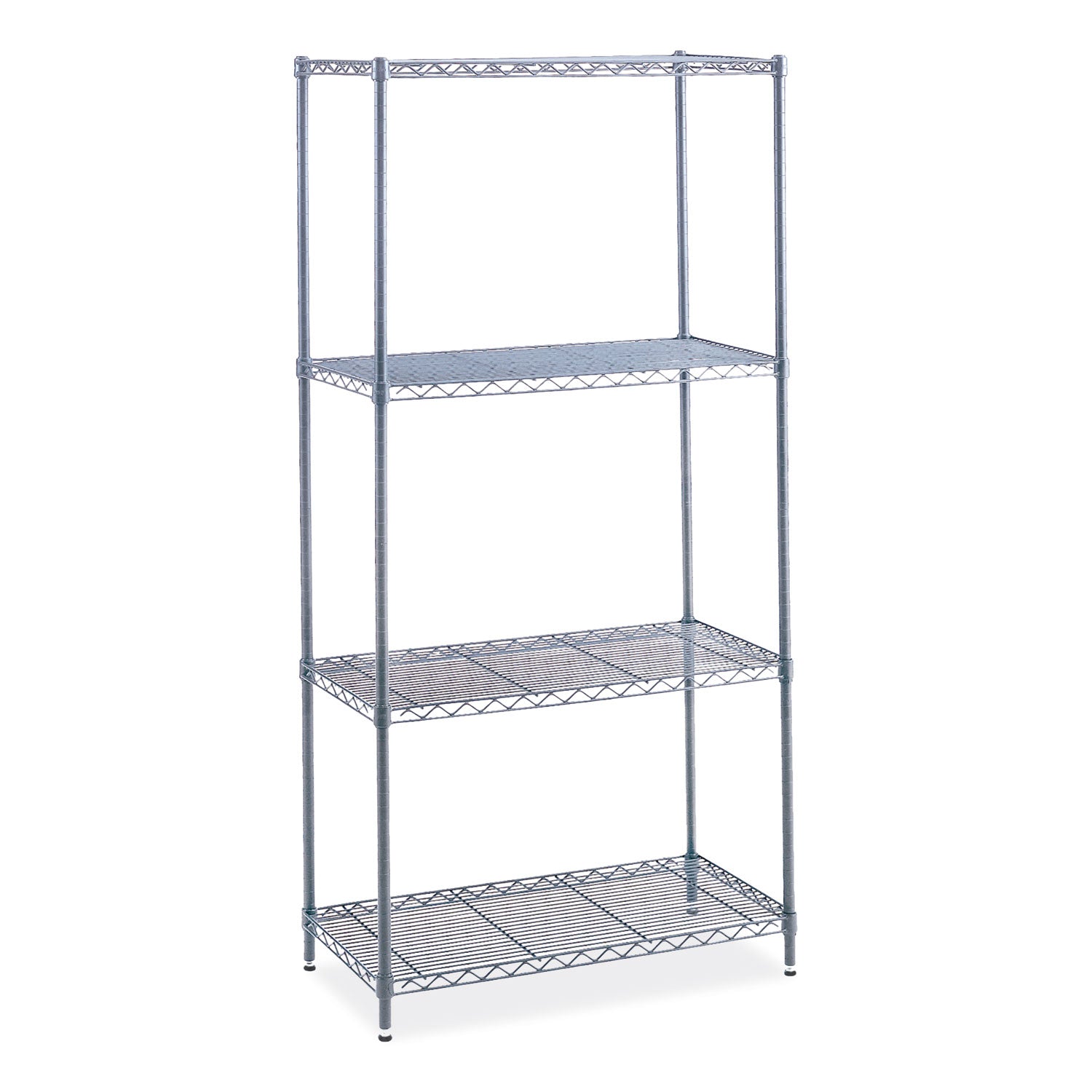 Industrial Wire Shelving, Four-Shelf, 48w x 18d x 72h, Metallic Gray