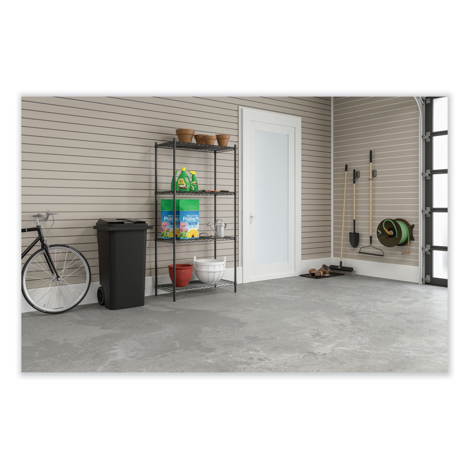 Safco® Industrial Wire Shelving, Four-Shelf, 48w x 18d x 72h, Metallic Gray