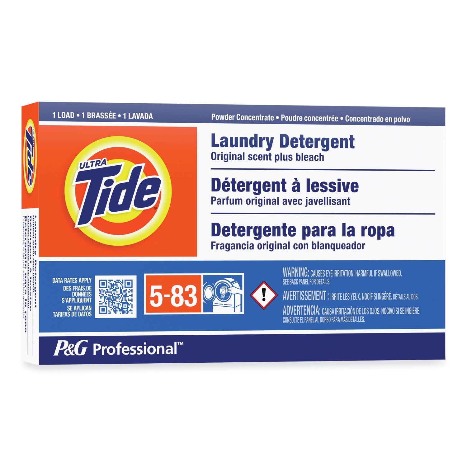 Tide® Professional™ Powder Laundry Detergent Plus Bleach, Original Scent, 1.4 oz Vending Box, 156/Carton