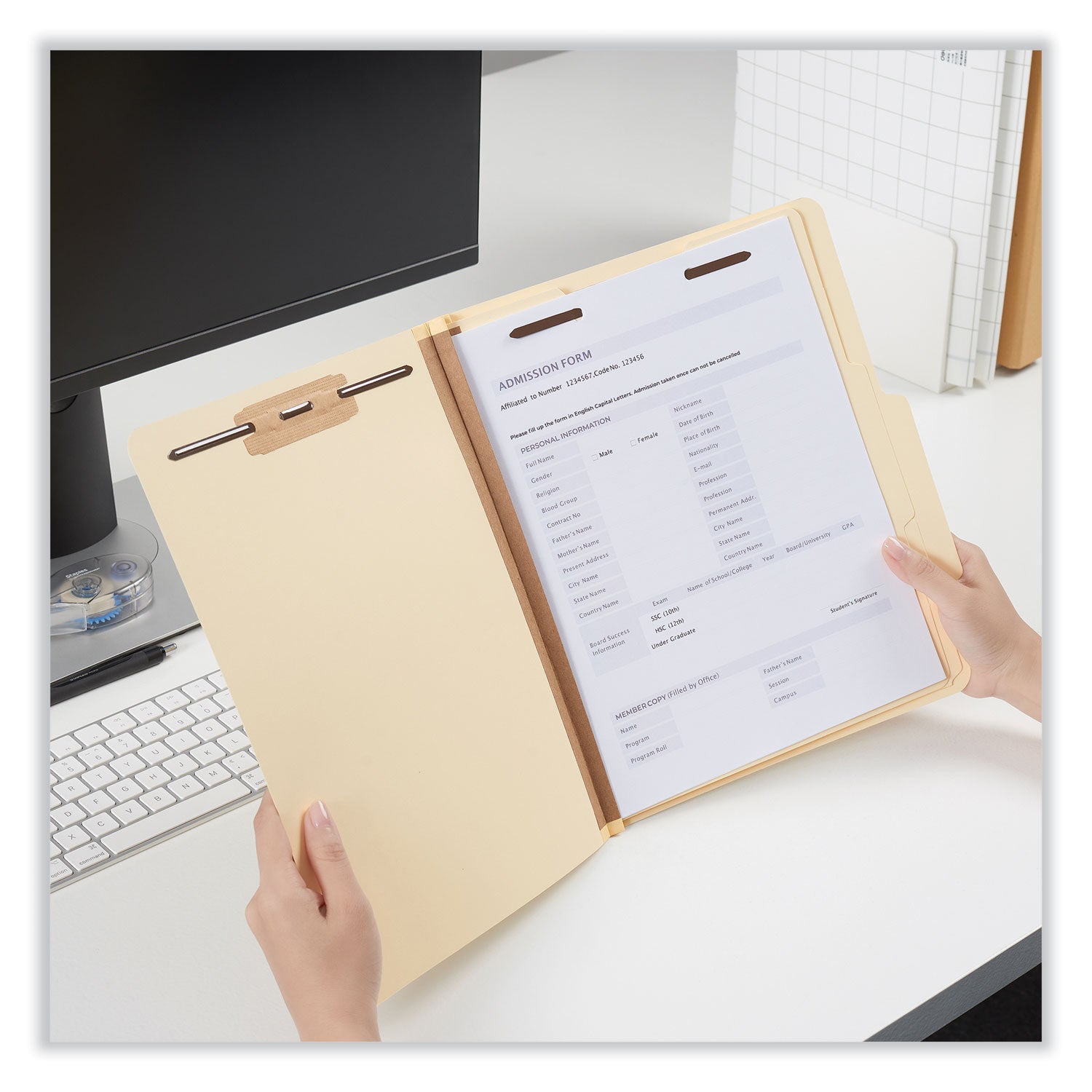 Universal® Six-Section Classification Folders, 2" Expansion, 2 Dividers, 6 Fasteners, Letter Size, Manila Exterior, 15/Box