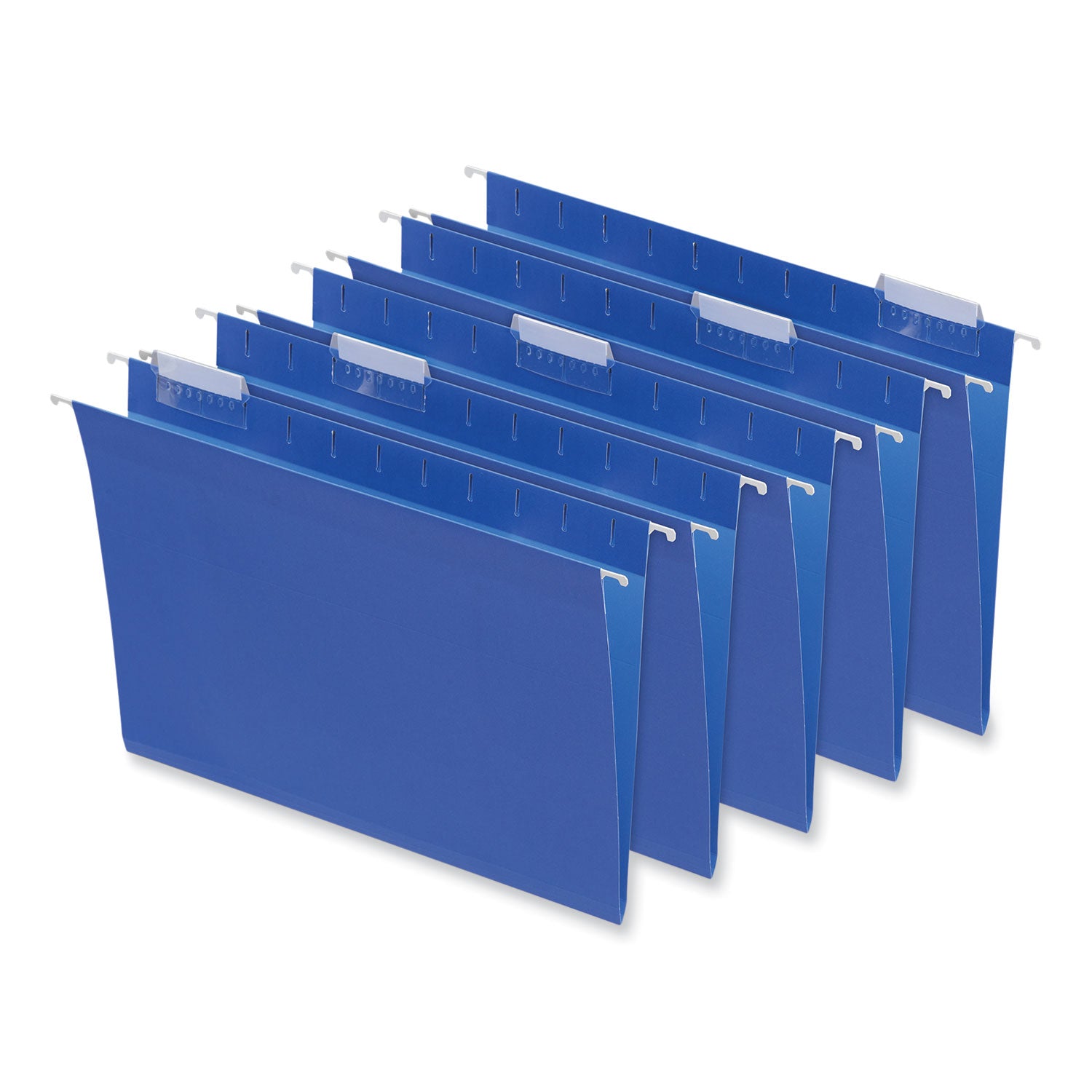 Universal® Deluxe Bright Color Hanging File Folders, Letter Size, 1/5-Cut Tabs, Blue, 25/Box