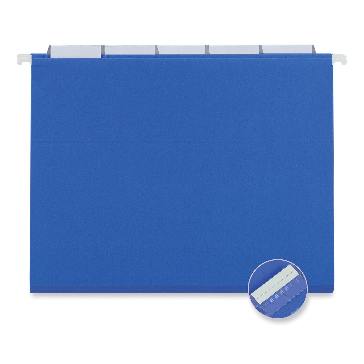 Universal® Deluxe Bright Color Hanging File Folders, Letter Size, 1/5-Cut Tabs, Blue, 25/Box