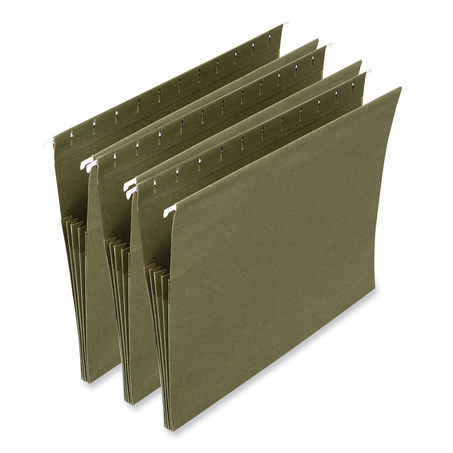 Universal® Hanging Box Bottom File Pockets, 1 Section, 3.5" Capacity, Letter Size, Standard Green, 10/Box