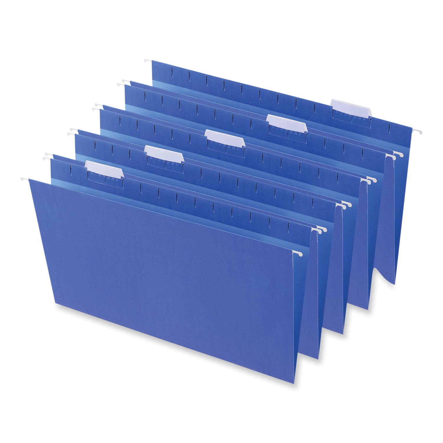Universal® Deluxe Bright Color Hanging File Folders, Legal Size, 1/5-Cut Tabs, Blue, 25/Box