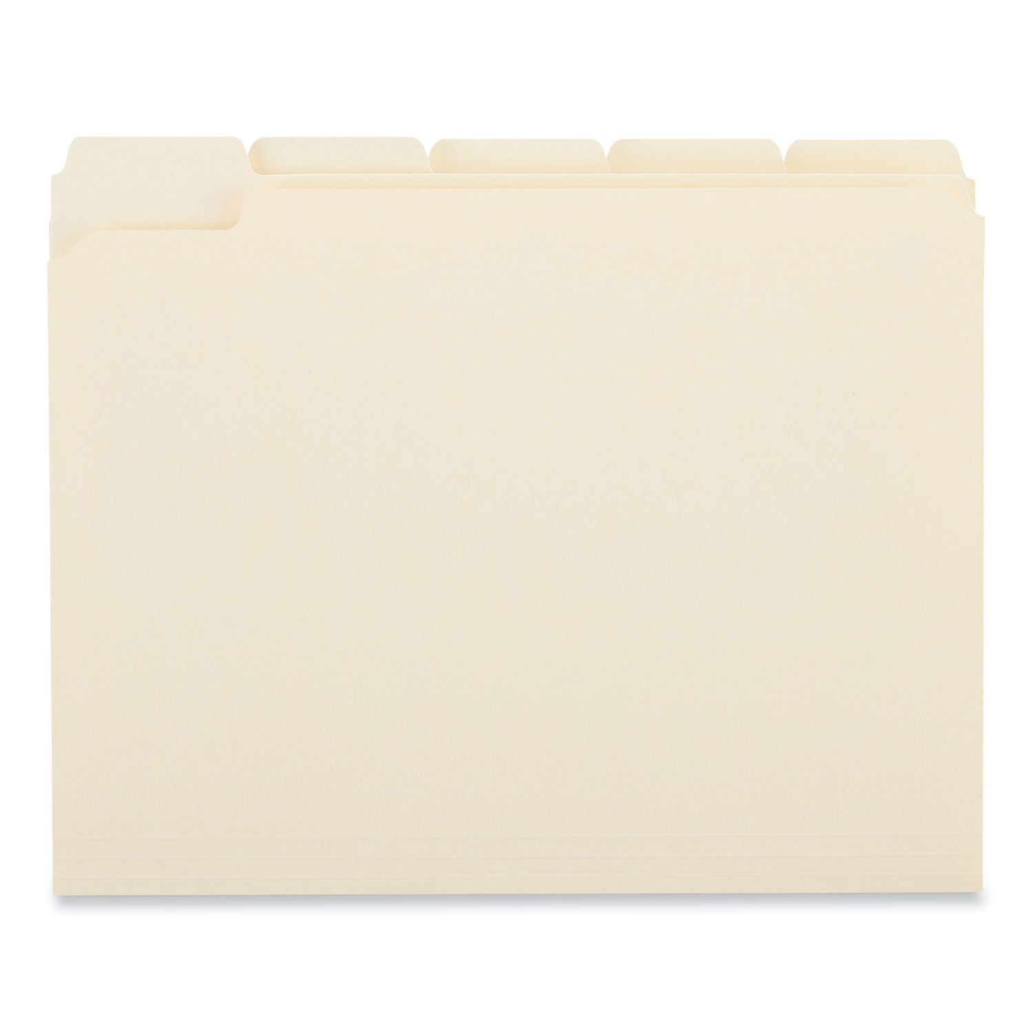 Universal® Double-Ply Top Tab Manila File Folders, 1/5-Cut Tabs: Assorted, Letter Size, 0.75" Expansion, Manila, 100/Box